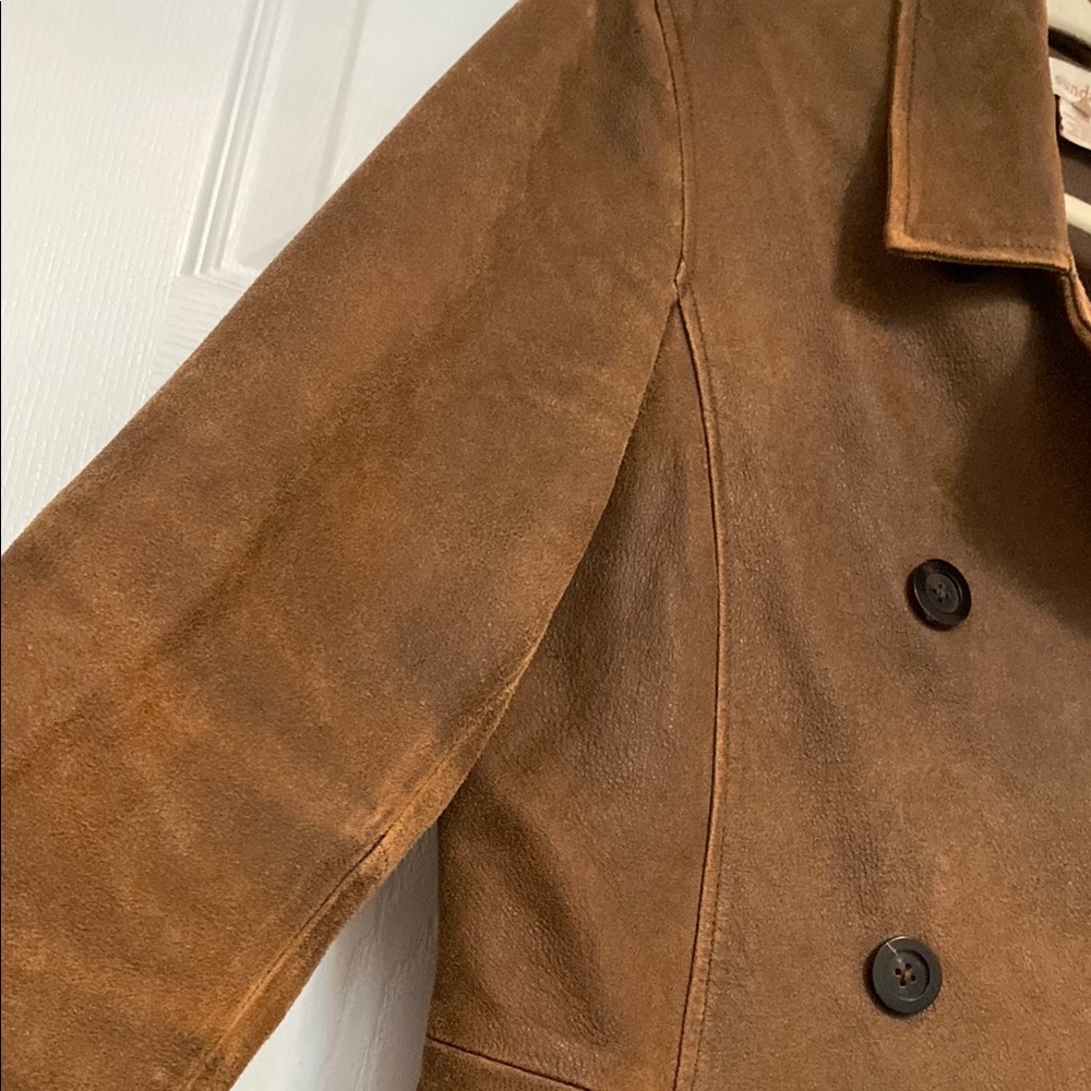 Sundance Leather Suede Peacoat Style Double Breasted Jacket sz M - Picture 4 of 13